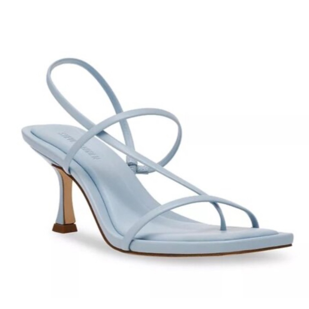 Steve Madden Locke strappy sandals light blue square toe kitten heel Size 7.5 - Picture 2 of 10